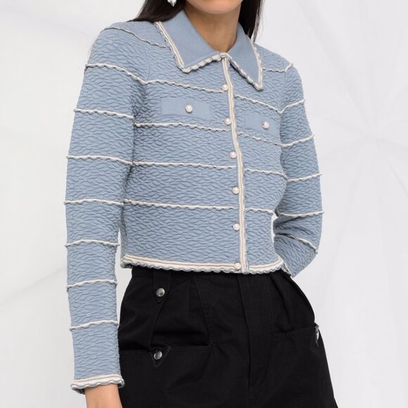 Sandro Blue Pearl Cardigan - Picture 1 of 6